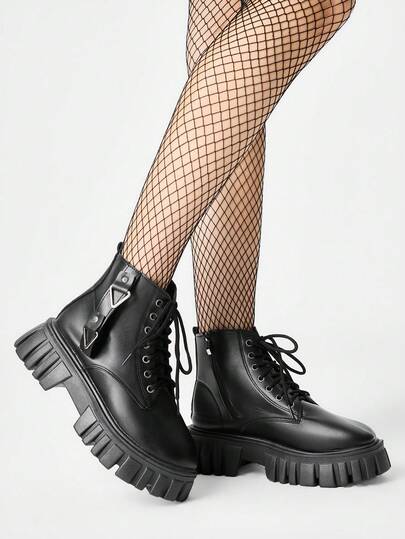 Grunge Punk Damen-Stapelstiefel mit schrägem Absatz, dicker Sohle, runder Zehenpartie und Falten, neue westliche Cowboystiefel, modisch vielseitig für den Arbeitsweg, dicke kurze Stiefel