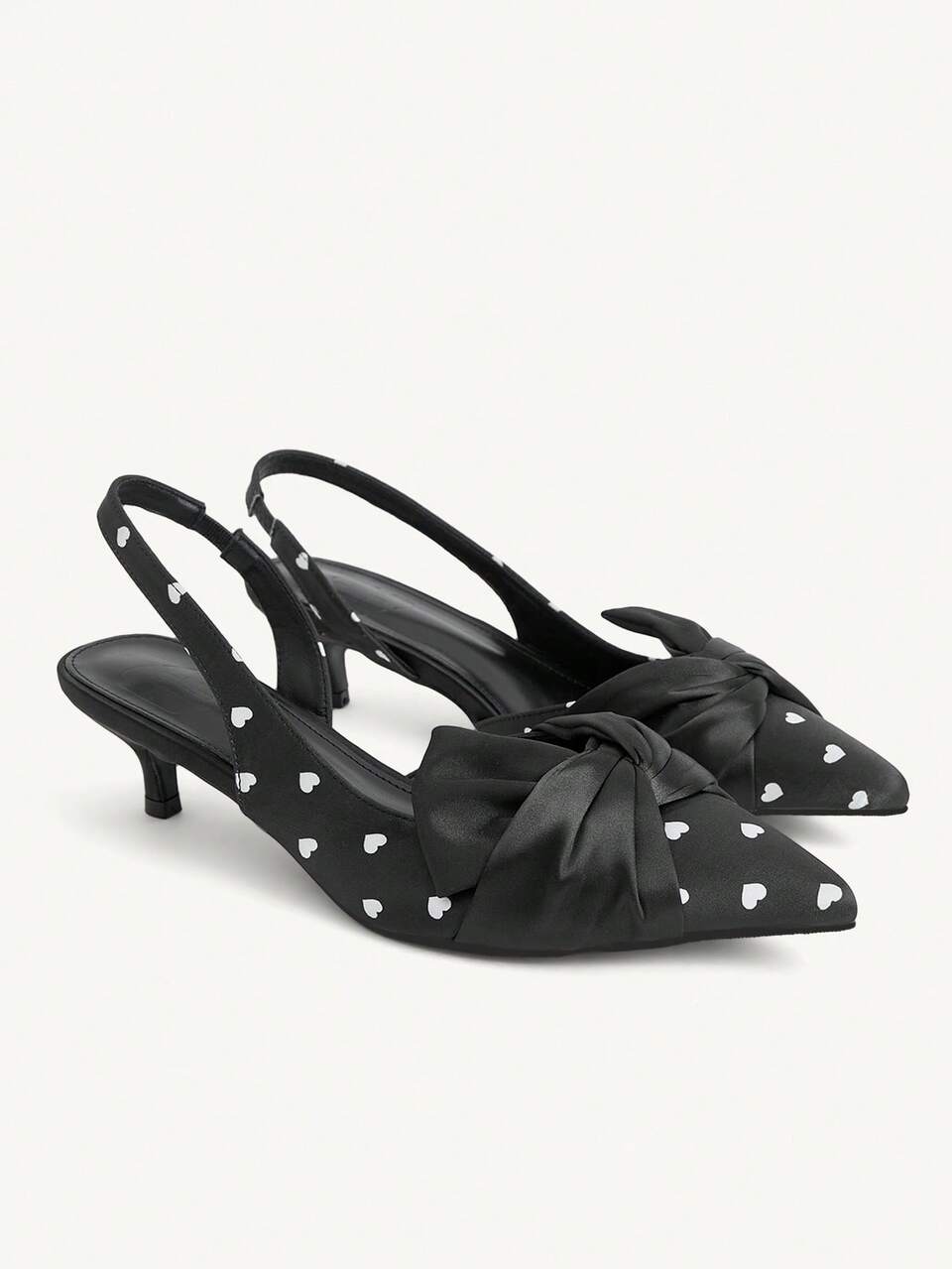 CUCCOO CHICEST Pointed Toe Polka Dot Kink High Heel Shoes Slip-On Closed Toe High Heel Sandals Simple And Elegant Black High Heels Kitten Heels