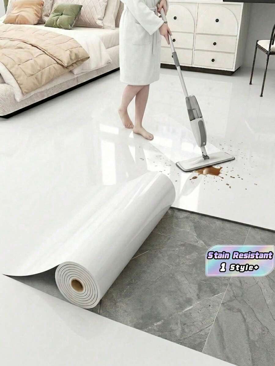 1Roll Glossy Floor Renovation Sticker Removable Peelable Vinyl Wear Resistant Waterproof Stain Proof Easy Clean Wall Sticker For Bathroom Kitchen Living Room Bedroom RV Home Decor - Floor Stickers - View 1