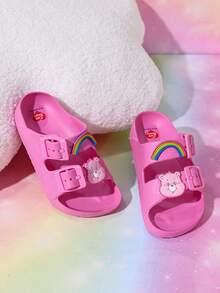 SHEIN X Care Bears 女童時尚可愛兒童拖鞋 EVA材質 童趣玫瑰紅 基本百搭 居家室內與戶外通用兒童時尚拖鞋 - 玫紅色 - 查看 2
