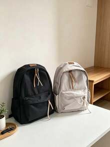 1pc Casual College Style Solid Color Student Backpack, Multi-Pocket Lightweight Casual School Day Bag, Large Capacity Bookbag, Suitable For Students/Graduates/Postgraduates, Applicable For Back To School Season, Campus Learning, Short Trips, Outdoor - Multicolor - View 6