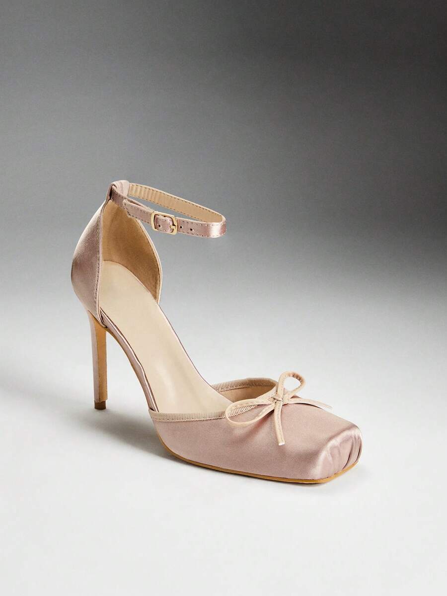 SHUZIA Women's Elegant Bow Knot Ankle Strap High Heel Pumps - Pink - View 1