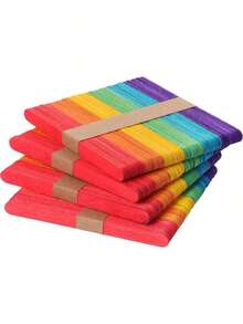 200pcs Colorful Craft Sticks, Wooden Rainbow Craft Sticks, 4.5 Inch Colorful Wooden Sticks, Craft Sticks, Rainbow Craft Sticks, Diy Craft Supplies, Building Models - Multicolor - View 13
