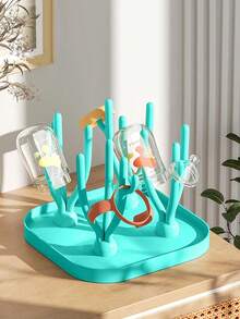 5 Warna Rak Pengering Botol Bayi, Aksesoris Alat Makan untuk Mengeringkan Botol Bayi, Klip Botol/Sikat Botol Opsional + Set Rak Pengering - Berwarna merah muda - View 7