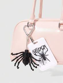 ROMWE 1 Set Of Fashionable Gothic Style Punk Style Card Set Printed Picture Plus Movable Spider Accessory Buckle, Sweet And Cool, Spice Girl Y2K Is Suitable - Black - View 2