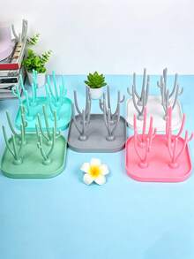 5 Warna Rak Pengering Botol Bayi, Aksesoris Alat Makan untuk Mengeringkan Botol Bayi, Klip Botol/Sikat Botol Opsional + Set Rak Pengering - Berwarna merah muda - View 15