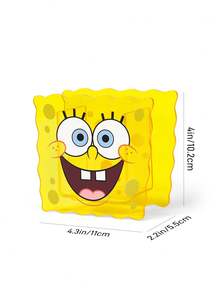 SpongeBob SquarePants | SHEIN Yellow Sponge Shaped Acrylic Storage Holder, Clear Textured Material. Organize Makeup Brushes, Cosmetics And Stationery For Vanity Desks & Student Workspaces - Yellow - View 5