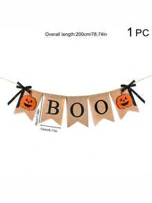 1 set Halloween-banderoll i säckväv med Boo-pumpadesign, rustik farmhouse-stil, hängande skylt för fest, heminredning, höstfestival och kusligt tema, för utomhus- och inomhusbruk - flerfärgad - Visa 6
