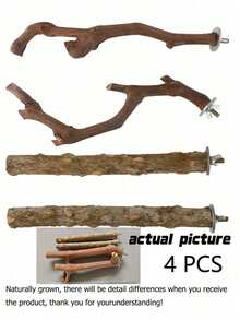 Bird Supplies Bird Cage Accessories Toys 5pcs Parrot Perch Set 3 Grapevine Perches 2 Stands Claw-Shaped Frosted Parrot Chewing Training Branch Suitable For Parrots, Medium And Small Birds Holiday Gift - Multicolor - View 12