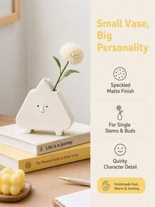 Haus Hana 1PC Small Opening Ceramic Flower Arrangement Vase With Cute Expression, Creative Geometric Shaped Dried Flower Holder, DIY Floral Display Vessel For Living Room Entryway Office Home Daily Use - multicolor - View 16