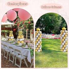 2/4 Set Balloon Column Stand Kit For Floor Balloon Arch Stands, Height Adjustable Balloon Tower Pillar With Bases Reusable Metal Telescopic Design For Graduation, Wedding, Birthday Party Decoration - White - View 3