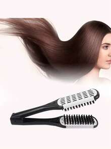1pc Boar Bristle Double Sided Clamp Straightening Comb, Styling Comb For Smooth Straight Hair, Salon Hairdressing Tool, Portable Mini Hair Comb, Travel & Back To School Essential, Women Hair Styling Accessory - White - View 6