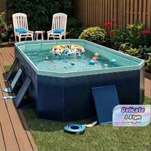 Foldable Non-Inflatable Family Swimming Pool, Portable Ground Pool, Easy Installation For Outdoor Backyard Garden Camping, Durable Pvc Material - A - View 1