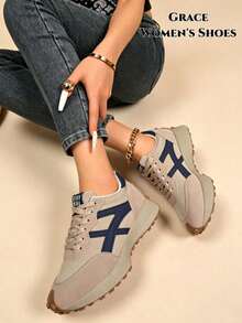 Lightweight Women'S Sports Shoes, Laced Closure, Flat Multi-Functional Sole, Breathable Stitched Design, Multiple Colors Available, Outdoor Shoes For All Seasons - Khaki - View 6