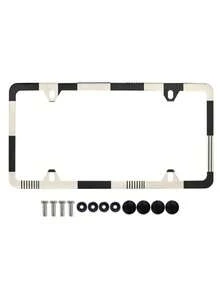 1PC Aluminum Rustproof Lightweight Black White Checkered Pattern Universal US Standard License Plate Frame With Screws Protective Decorative Auto Tag Holder Car Accessory Gift For Car Enthusiasts New Driver Vehicle Styling Popular Search - A - View 8