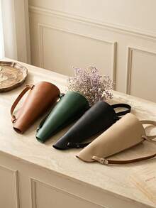 Cirelle 1Pc Adjustable Strap Leather Flower Storage Bag, Artificial Leather, Solid Tone Appearance, Bouquet Fixing And Handheld Carry Feature, Apply To Floral Shop Packing, Party Gift Sending And Travel Carrying, Gift Senders For Memorial Festival Usage - Multicolor - View 6