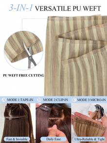 PU Weft Human Hair , No Glue Tape-In Hair Extensions, Seamless PU Skin Weft, 40G-50G, For Fine Hair, Pre-Sealed With Sew-In Clips,Tapes,Sew In Micro Links - S18A-613 - View 7