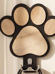 1pc Handcrafted Wooden Paw Print Wall Hook - Polished Finish, Perfect For Towels & Clothes Storage In Bedroom And Bathroom Decor - Multicolor - View 2