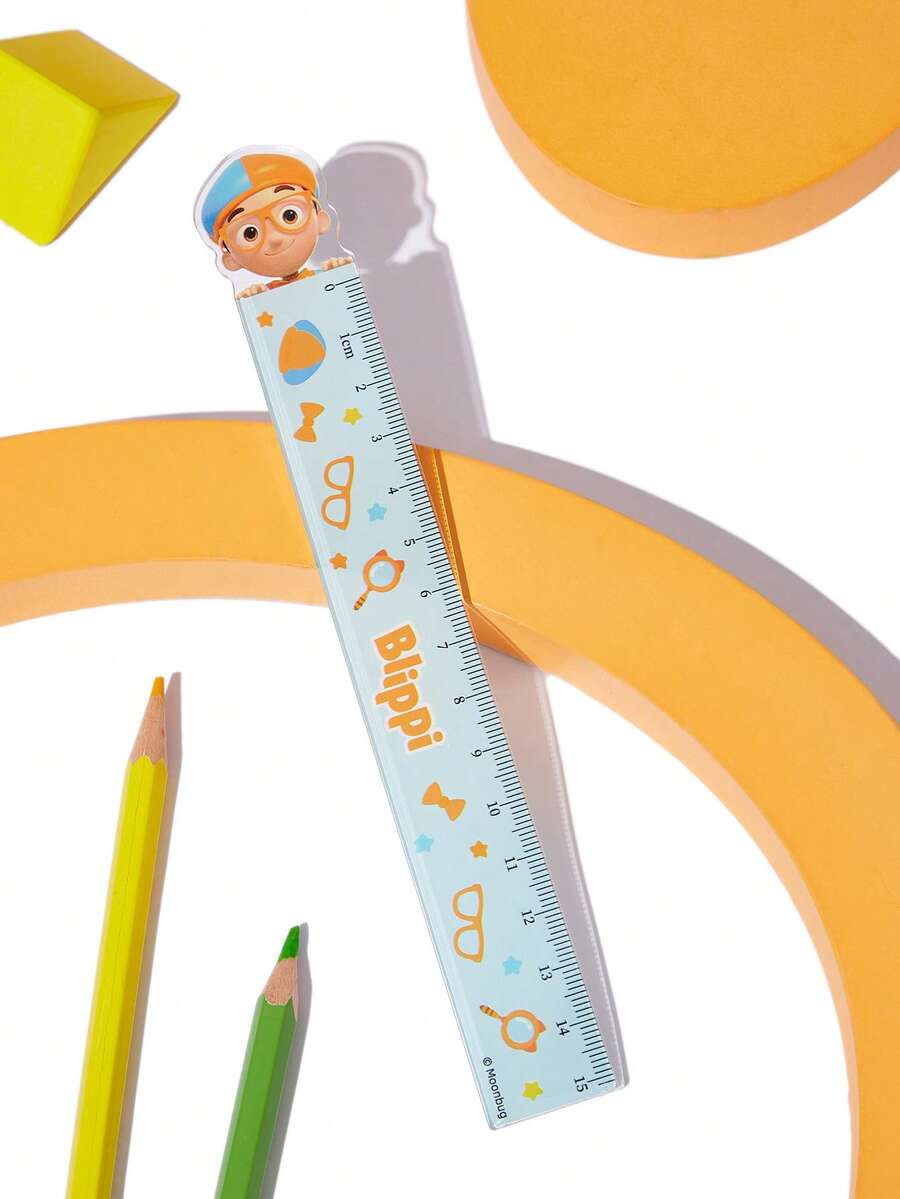 Blippi X SHEIN Fashion Cartoon Acrylic Ruler, Learning, Stationery, Creativity - bipbip - View 1