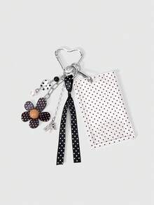 ROMWE 1 Set Of Fashionable Polka Dot Transparent Card Cover Printed Picture Plus Small Flower Spike Beaded Bag Accessory Buckle, Sweet And Cool, Spice Girl - Transparent card sleeve - View 1