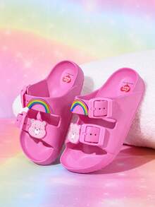 SHEIN X Care Bears 女童時尚可愛兒童拖鞋 EVA材質 童趣玫瑰紅 基本百搭 居家室內與戶外通用兒童時尚拖鞋 - 玫紅色 - 查看 5