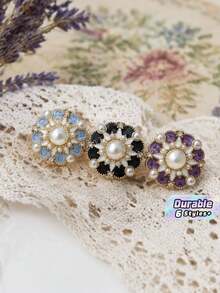 1 Pack 10 Pieces Chinese Style Oil‑Painted Flower Shaped Metal Buttons Versatile Decorative Fasteners For Suit Wool Coat Outerwear Diy Clothing Sewing Accessories - multicolor - View 1