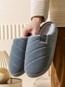 Yawasoul Unisex Warm & Comfortable Plush Slippers, Winter Semi-Closed Indoor Shoes, Simple Style - Grey - View 5