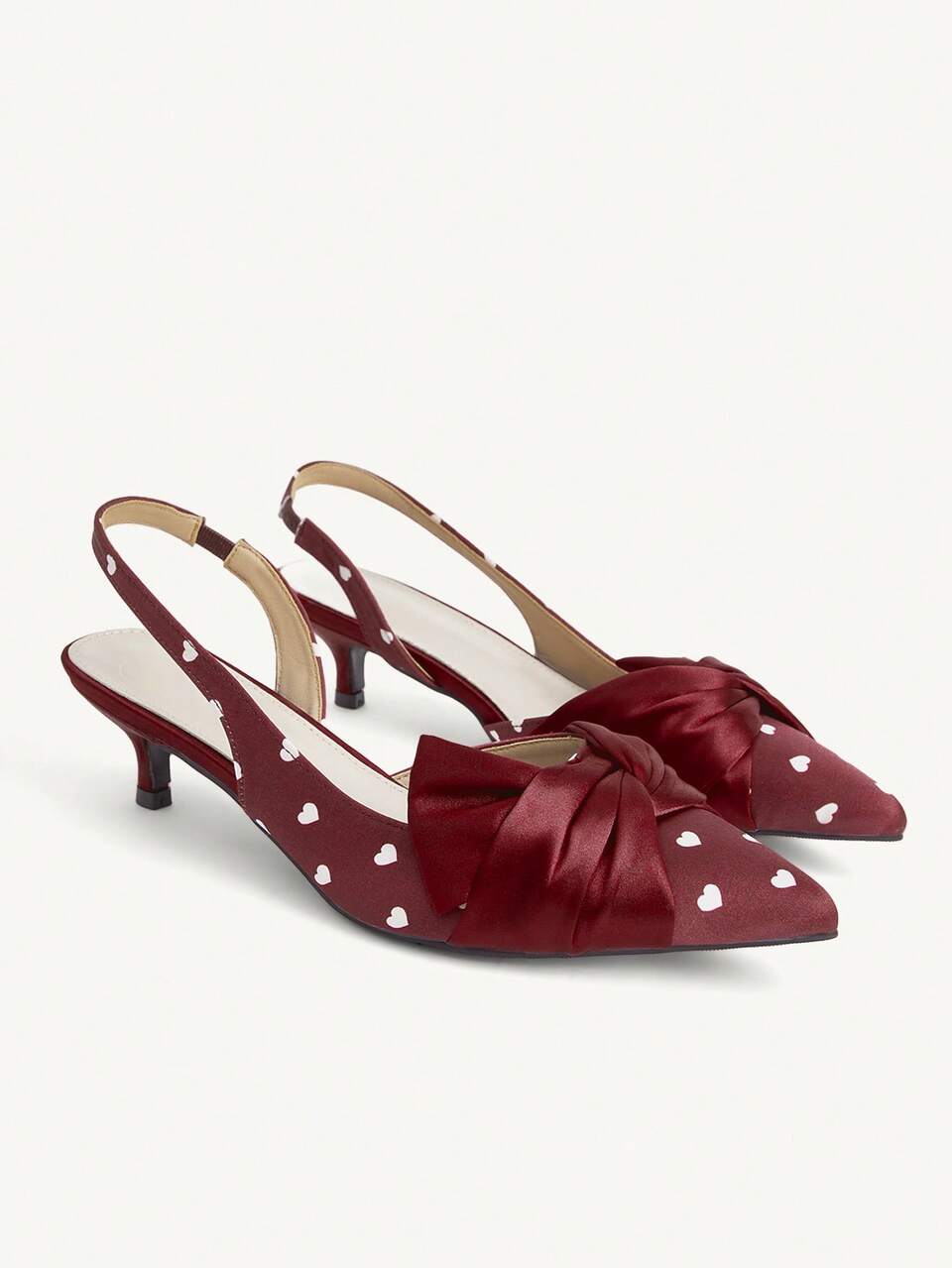 CUCCOO CHICEST Pointed Toe Polka Dot Kink High Heel Shoes Slip-On Closed Toe High Heel Sandals Simple And Elegant Red High Heels