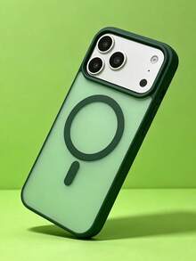 ShellaStory Luxury Fashion Color Blocked Matte Magnetic Phone Case Compatible With IPhone 18 Pro Max 18 Pro 18 17 Pro Max 17 Pro 17 16 Pro Max 16 Pro 16 15 Pro Max 15 Pro 14 Pro Max 14 Pro 13 Simple Business Style Protective Back Cover - Green - View 4