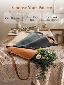 Cirelle 1Pc Adjustable Strap Leather Flower Storage Bag, Artificial Leather, Solid Tone Appearance, Bouquet Fixing And Handheld Carry Feature, Apply To Floral Shop Packing, Party Gift Sending And Travel Carrying, Gift Senders For Memorial Festival Usage - Multicolor - View 15