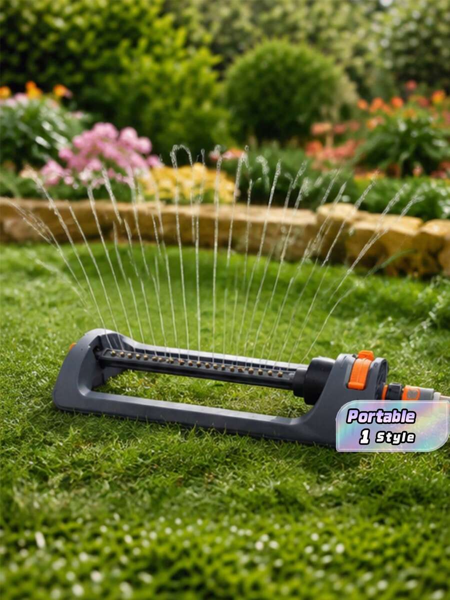 1Pc 19‑Hole Adjustable Lawn Sprinkler Head, Rotating Garden Watering System With Universal Connector, Durable Plastic Irrigation Sprayer For Garden & Yard Watering - A - View 1