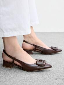 CUCCOO BIZCHIC 女款時尚尖頭平底鞋，飾有扣飾，適合聖誕節/春季穿著 - 棕色 - 查看 4