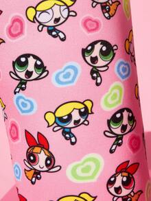 THE POWERPUFF GIRLS X SHEIN 1個可愛印花布製杯套，潛水布保溫材質，可重複使用，S/M/L三種尺寸，適用於不同盎司咖啡杯 - 粉色 - 查看 5