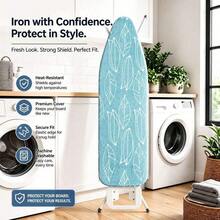 1pc Blue Leaf Pattern Ironing Board Cover | Polyester Material, Heat Resistant, Elastic Edge, Easy To Install, Machine Washable, Fits Most Ironing Board Sizes, Cover Only - Blue Leaf - View 5