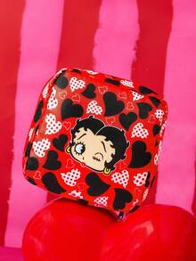 Betty Boop x SHEIN Vintage Heart Print All-Purpose Zipper Pouch, Multi-Use For Personal Care, Cosmetics, Tech Accessories, Portable Design - Black red - View 4