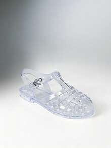 SHEIN Solezae Curve Toe Perspex Caged In Jelly Flats - Clear - View 7
