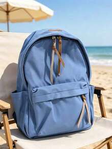 1pc Casual College Style Solid Color Student Backpack, Multi-Pocket Lightweight Casual School Day Bag, Large Capacity Bookbag, Suitable For Students/Graduates/Postgraduates, Applicable For Back To School Season, Campus Learning, Short Trips, Outdoor - Multicolor - View 3