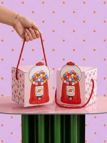 Joivida Portable Gift Box, Cute Cartoon Gift Packaging Box, Can Store Candies, Snacks, Small Gifts And Party Gifts, Suitable For Birthday Parties, Party Gift Packaging, Wedding Souvenir Storage, Holiday Gift Bags - Multicolor - View 1