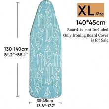 1pc Blue Leaf Pattern Ironing Board Cover | Polyester Material, Heat Resistant, Elastic Edge, Easy To Install, Machine Washable, Fits Most Ironing Board Sizes, Cover Only - Blue Leaf - View 16