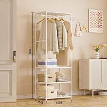 PPN Brand Heavy Duty Metal Clothes Rack, Rolling Garment Rack With Storage Shelves, Portable Closet Wardrobe Organizer For Bedroom & Laundry, - Multicolor - View 7