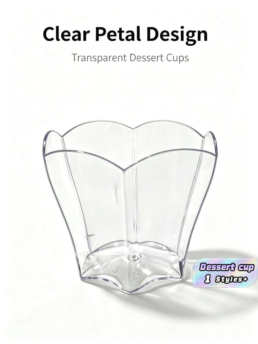 10/20/30/50个可重复使用的90毫升梅花透明甜点杯,塑料布丁杯,用于品尝甜点 - 彩色 - 查看 1