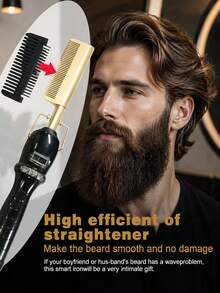 Teckwe US Plug Professional Ceramic Hot Comb Straightener And Curling Iron – Multifunctional Copper Hair Straightening Comb – Hot Comb Straightener – Multifunctional Styling Tool For Daily Home Use – Gold Ceramic Hot Comb For Women's Hair - Multicolor - View 4