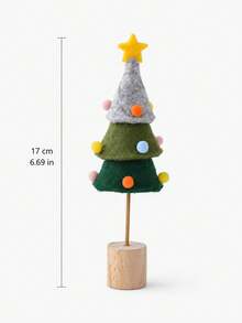 Muroi Mono Dekorasi Meja Pohon Natal dari Kain Felt, Pohon Mini Pom Pom Warna-warni dengan Alas Kayu, Ornamen Liburan Buatan Tangan yang Lucu untuk Rumah, Kantor, Meja, Rak & Dekorasi Pesta Natal - Beraneka warna - View 6