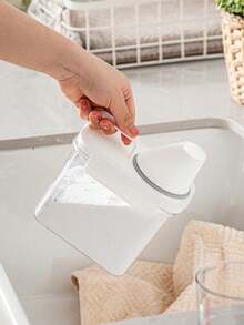 1Pc Plastic Laundry Detergent Dispenser With Lid, Leak‑Proof Sealed Storage Container, For Laundry Powder And Liquid Detergent, Ideal For Home Bathrooms, Laundry Rooms, Hotels And More. - White - View 6