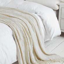 Cirelle Soft Knit Throw Blanket With Fringe, Cream White Textured Geometric Diamond Lattice Pattern Decorative Blanket For Couch, Sofa, Bed, Living Room & Farmhouse Decor - Beige - View 8