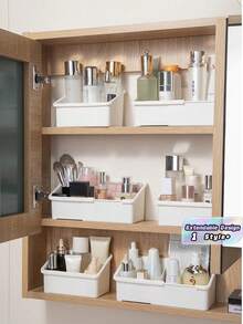 1PC Adjustable Durable Expandable Space Saving Vanity Organizer For Bathroom Cosmetics Lipstick Cotton Pads Storage Holder Rack Shelf Must Have - Multicolor - View 1