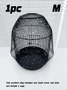1pc Adjustable Elastic Bird Cage Cover, Breathable Mesh Dust Guard With Scatter-Proof Design, Universal Fit For Small Medium Large Parrot Cages, Reusable Pet Cage Sleeve - Multicolor - View 23
