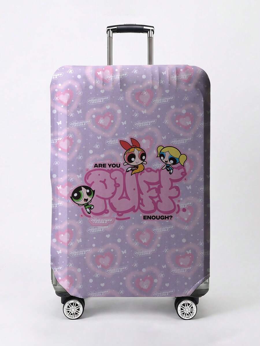 THE POWERPUFF GIRLS X SHEIN 卡通女孩愛心印花行李箱套,耐磨防塵行李箱保護套,適合旅行托運保護 - 愛心 - 查看 1