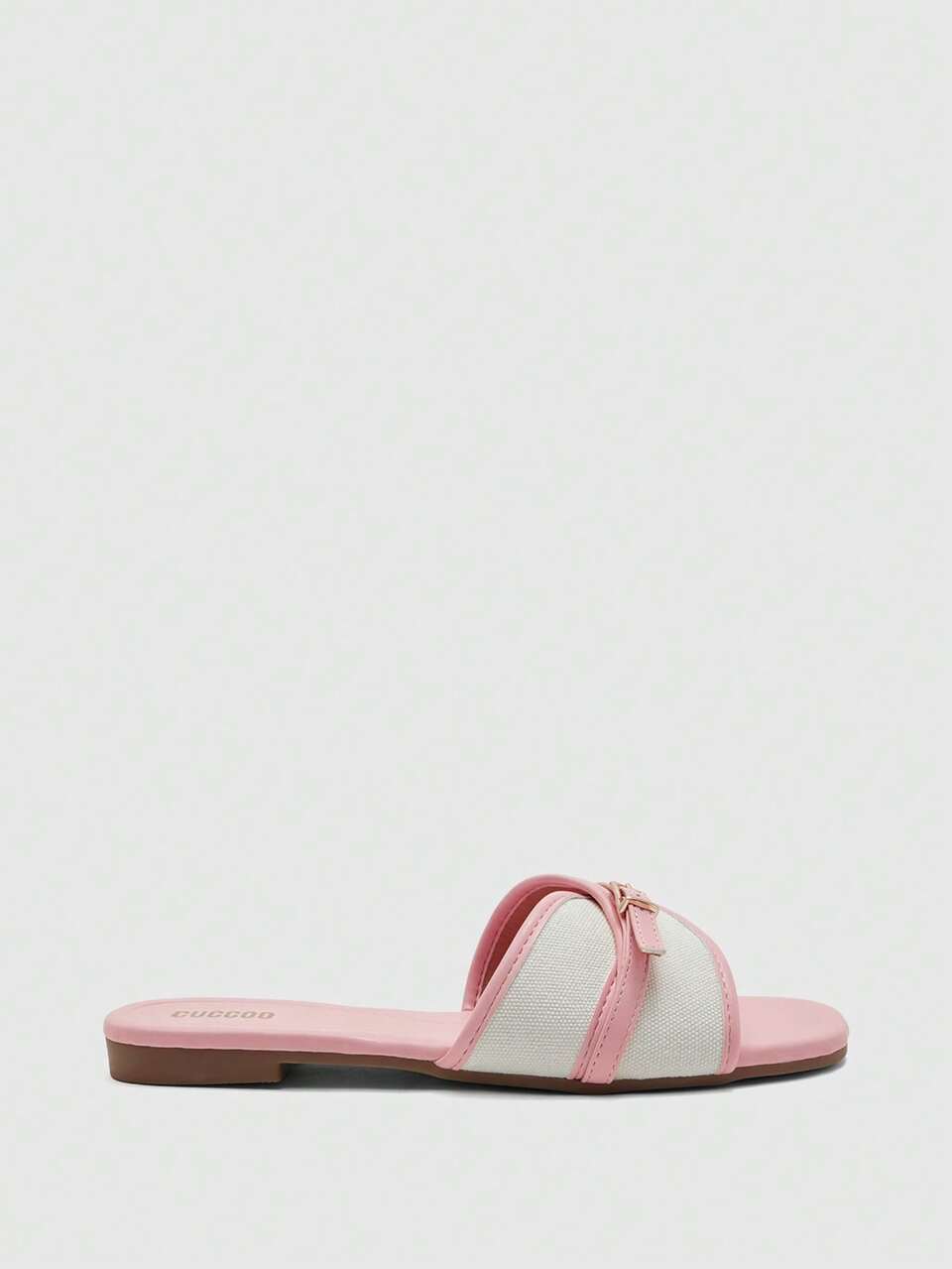 CUCCOO BIZCHIC Women's New Fashion Pink Minimalist Buckle Colorblock Flat Sandals