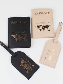 Found Favorite Fashionable, Lightweight, Simple, Fashionable, Passport Holder, Luggage Tag, Travel Set Of 4 Pieces - Multicolor - View 2